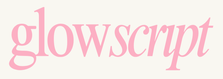 Glowscript logo in pink on a white background